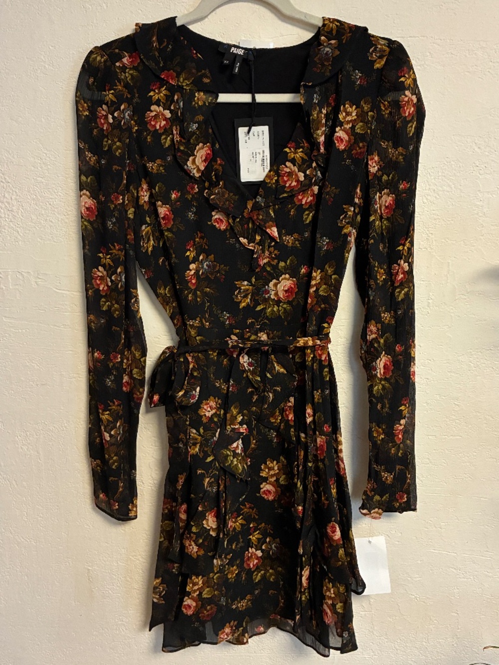 Paige Tamera Silk Black Floral Mini Dress XS